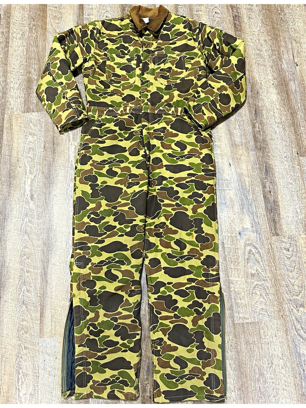Vintage 1993 Carhartt Duck Camo Coverall RQ703X Large Regular Made USA Hunting